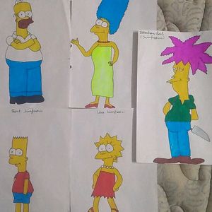 Simpsons Characters Drawing With Sketch Pen