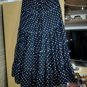 White Dotted Print Skirt