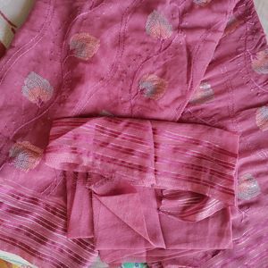 Onion Saree With Sequence Embroidery