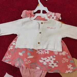 Carter's 2 Piece Bodysuit Dress And Cardigan