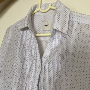 White Shirt With Blue Polka Dots