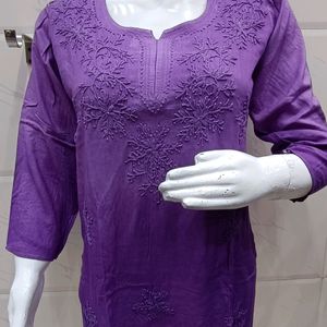 Lakhnavi Hand Embroidery Short Kurti