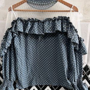 Women’s Blue Polka Dot Top