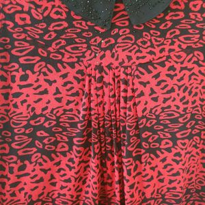 Red Animal Print Top