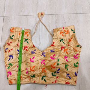 Beautiful Silk Textured Padded Golden Blouse