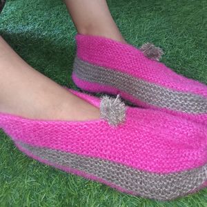 Pink Woollen Socks For Women