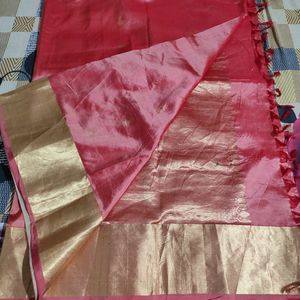 Peach Pure Silk Saree