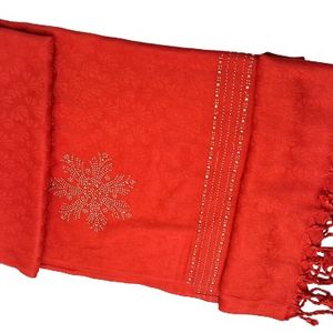 Red Stole With Swarovski Work