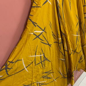 Mustard printed Anarkali Kurta