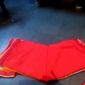 Beutiful,,red And Mango Colour Saree,,with Border