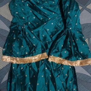 Teal Colour Kurta With Gharara