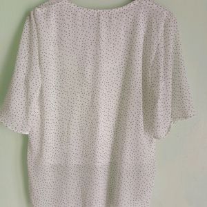 New White Polka Dot Top