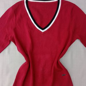 New Korean Stylish Woll Red Sweater