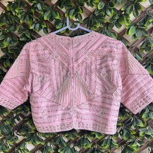 PINK COLOR PEARL AND CUTDANA EMBROIDERY BLOUSE