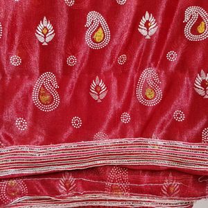 Red Chiffon Saree