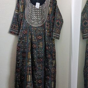 Multicolored Anarkali Kurti Set