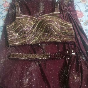 🔥Fix Price 🔥Wine Ready To Wear Saree🔥