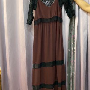 New Lacy Burgundy Maxi Dress Women