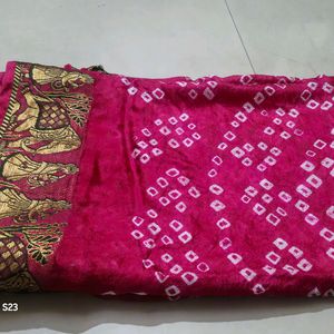 Pink Printed Saree With Unstiched Blouse