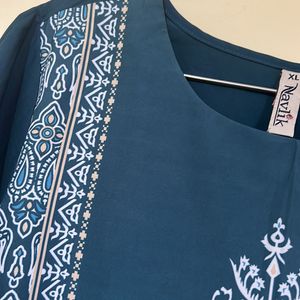 Brand:navlik, Size:XL, Sleeves:Elbow Length, Colour:peacock Blue, Used:0 Zero, Cloth Type:polyester, Pattern:Printed, Colour Guarantee