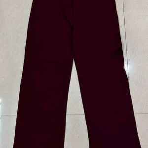 Burgundy Formal Pants For Women