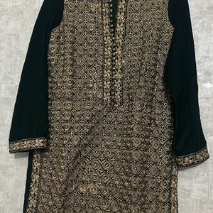 Bottle Green Fine Velvet Kurti