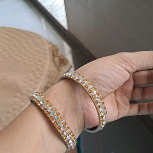 Yellow Color Diamon Bangle 2 Pce