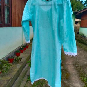 Embroidery Work Beautiful Sky Blue Kurta