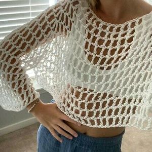 Mesh Crochet Cropped Top