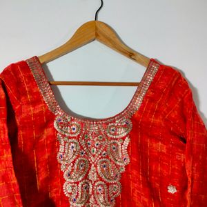 Red Embroidery Kurta