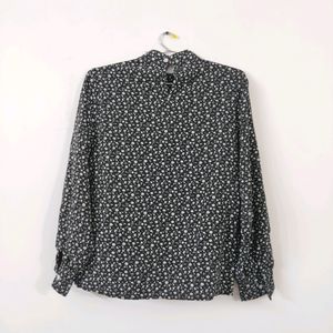 Korean Imported black floral top