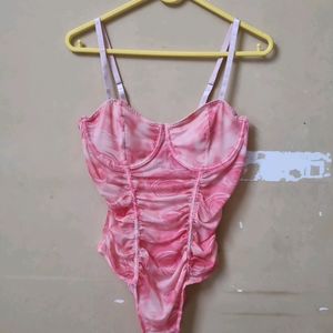 Ruched Pink Bodysuit