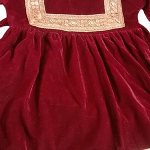 Party Wear Velvet Dhoti Frock Set