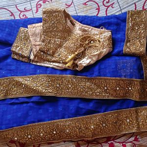 Royal Blue And Golden Saree