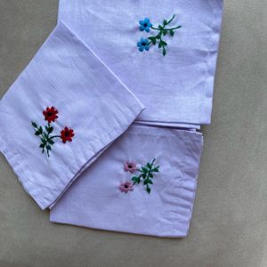 6 Embroidered Handkerchiefs