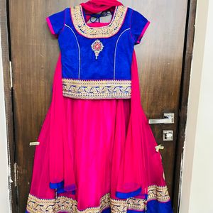 HALF SAREE BLUE PINK