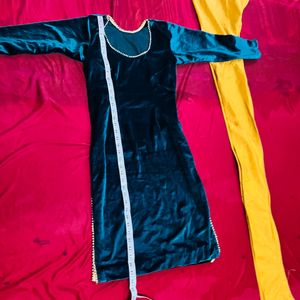 Velvet Punjabi Kurta Pajami Suit For Girls