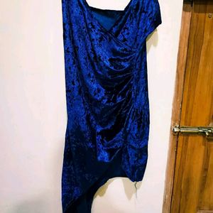 Evening Party Blue Velvet Dress