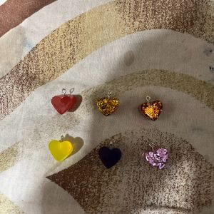 3d Heart Charms Pack Of 6