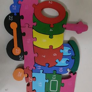 Wooden Train Puzzle Alphabets Numbers
