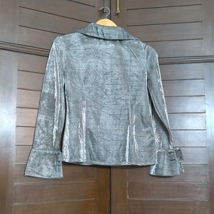 Women Partywear Silver Shinny Casual Shirt