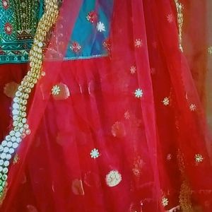 Red Colour Long Frock With Duppata