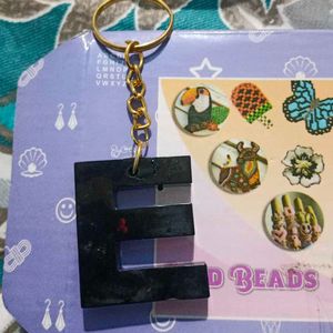 Resin Art E Alphabet Keychain