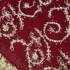 PURE GEORGETTE RED WEDDING SAREE