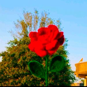 Crochet Red Rose Stick