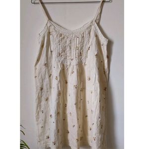 Floral print cream long slip