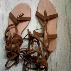 brown strappy flats