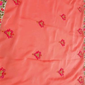 Light Orange Saree With Boutie Work