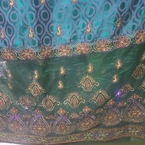 Blue Silk With Net Cloth