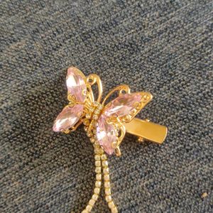 Baby Pink Stone Butterfly Party Clips